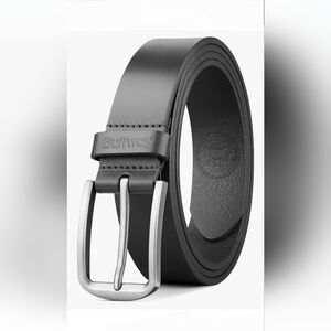 Buffway Like-New Leather Belt Men's Size 44" XL Black Belt Silver Buckle